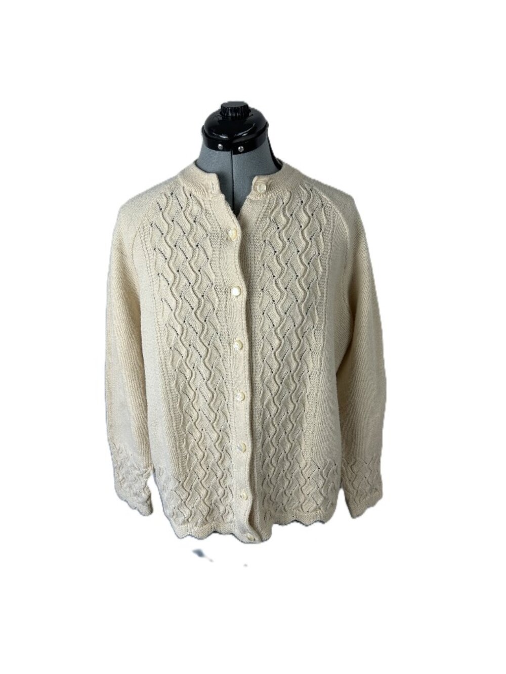 Nan Dorsey Vintage Cardigan Sweater Cream L